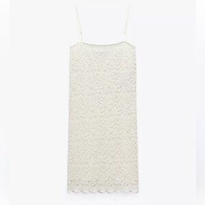 Zara Creme Lace Lined Mini Dress Size Small Adjustable Straps